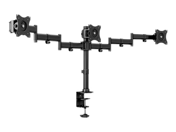Multibrackets M Deskmount Basic Triple - Monteringssett (skrivebordsmontering) - for 3 LCD-skjermer - stål, høyverdig aluminium - svart - skjermstørr