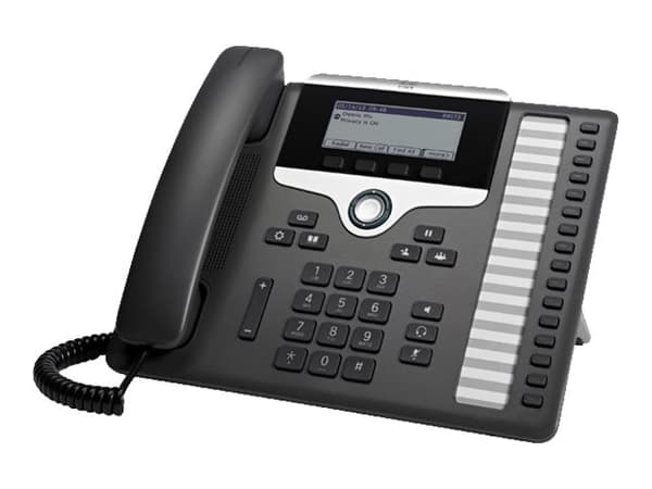 Cisco IP Phone 7861 - VoIP-telefon - SIP, SRTP - 16 linjer - koksgrå - gjenfabrikert Sort, Sølv