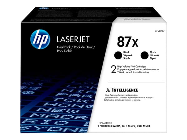 HP 87X alkuperäinen riittoisa musta LaserJet- värikasetti, kaksoispakkaus, 36000 sivua, Musta, 2 kpl