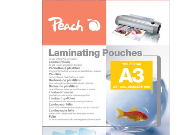 Peach - 125 mikroner - 25-pack - gjennomsiktig - A3 Plus (303 x 426 mm) lamineringspunger