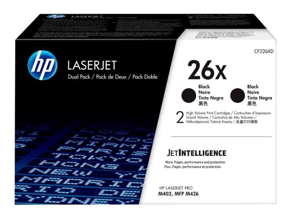 HP 26X alkuperäinen riittoisa musta LaserJet -värikasetti, kaksoispakkaus