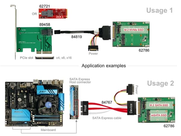 DeLOCK - Grensesnittadapter - mSATA, M.2 (mSATA, M.2) - M.2-kort / mSATA - U.2, SATA Express (62786)