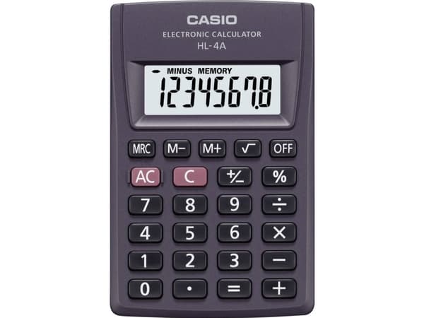 Casio HL-4A, Lomme, Grunnleggende, 8 sifre