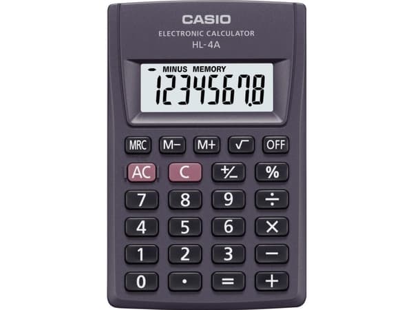 Casio HL-4A, Lomme, Grunnleggende, 8 sifre