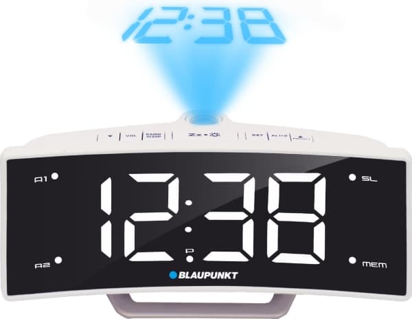 Blaupunkt CRP7WH radio med projektor klokkeradio LCD radio vekkerklokke