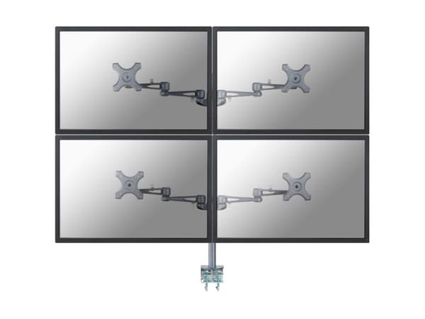 Neomounts FPMA-D935D4 - Monteringssats - fullständig rörelse - för 4 LCD-bildskärmar - silver - skärmstorlek: 10"-27" - klämma, monterbar, disk-monte