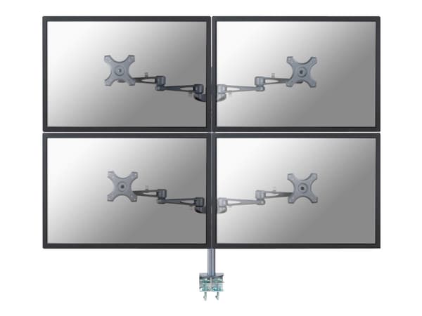 Neomounts FPMA-D935D4 - Monteringssats - fullständig rörelse - för 4 LCD-bildskärmar - silver - skärmstorlek: 10"-27" - klämma, monterbar, disk-monte