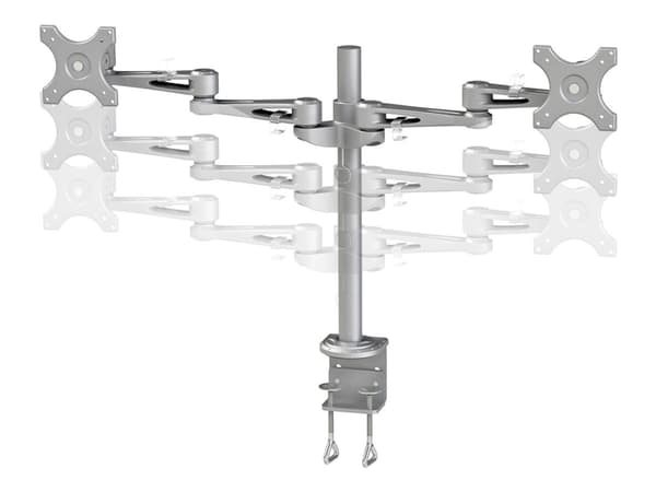 Neomounts FPMA-D935D - Monteringssett - full bevegelse - for 2 LCD-skjermer - sølv - skjermstørrelse: 10"-27" - klemmemonterbar, skrivebordsmonterbar