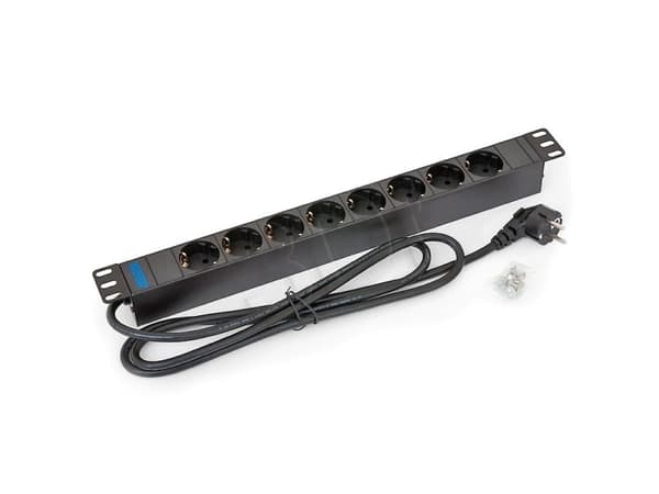 Triton RAB-PD-X02-A1 - Strømfordelingslist (kan monteres i rack) - AC 230 V - inngang: DIN - utgangskontakter: 8 - 1U - 19" - 2 m kabel - RAL 9005