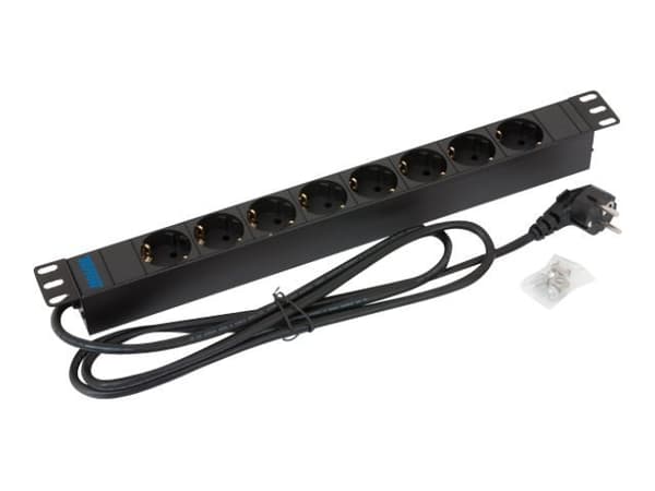 Triton RAB-PD-X02-A1 - Strømfordelingslist (kan monteres i rack) - AC 230 V - inngang: DIN - utgangskontakter: 8 - 1U - 19" - 2 m kabel - RAL 9005