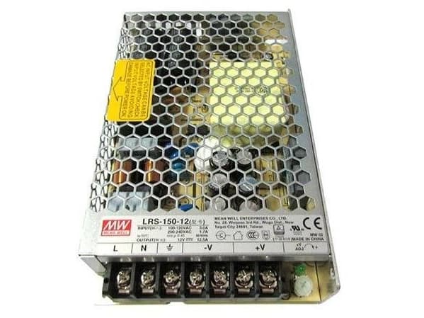 MEAN WELL LRS-150-12, 150 W, 85 - 132 V, 47 - 63 Hz, 3/115VC, 1.7/230VC, 40 ms, 87,5%