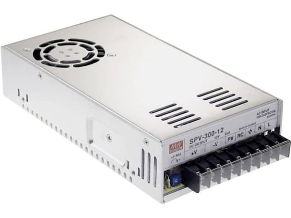 MEAN WELL SPV-300-24, 300 W, 88 - 264 V, 47 - 63 Hz, 3.6/115VC 1.8/230VC, 16 ms, 85%