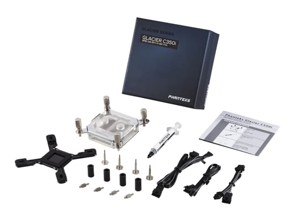 Phanteks Glacier C350i - Væskeklølt system CPU-vannblokk - (for: LGA1156, LGA1155, LGA1150, LGA2011-3, LGA1151) - forniklet kobbersokkel med aluminiu