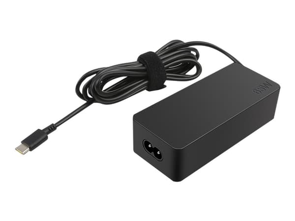 Lenovo 65W Standard AC Adapter (USB Type-C) - Strömadapter - AC 100-240 V - 65 Watt - Danmark - CRU Svart