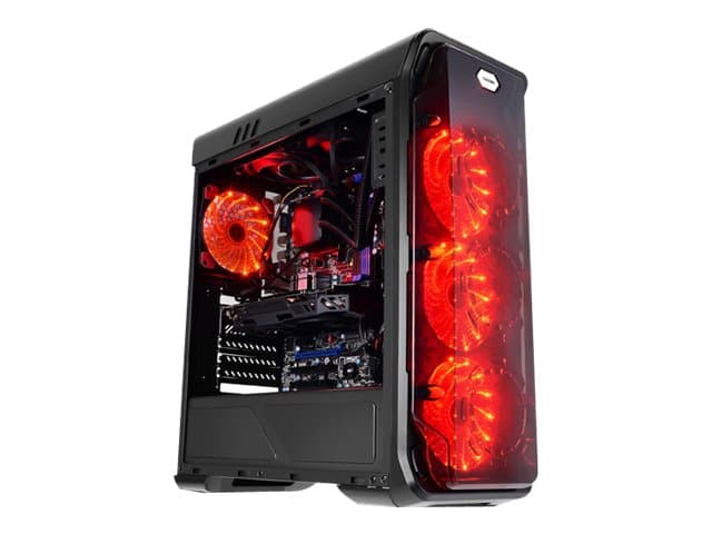 LC Power Gaming 988B Red Typhoon - Tower - ATX - windowed side panel (acrylic) - inget nätaggregat - svart, genomskinligt svart - USB/ljud