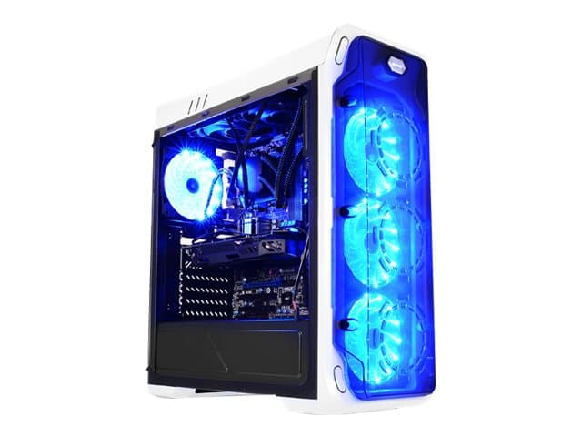 LC Power Gaming 988W Blue Typhoon - Tower - ATX - windowed side panel (acrylic) - inget nätaggregat - vit, genomskinligt svart - USB/ljud
