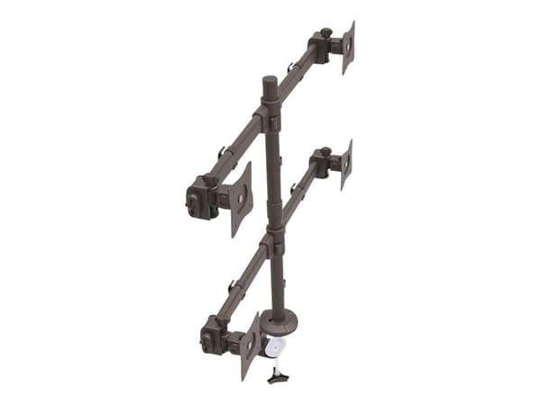StarTech.com Desk Mount Quad Monitor Arm, Ergonomic VESA 4 Monitor Mount 2x2 up to 27", Articulating & Height Adjustable Pole Mount, Tilt/Swivel/Rota