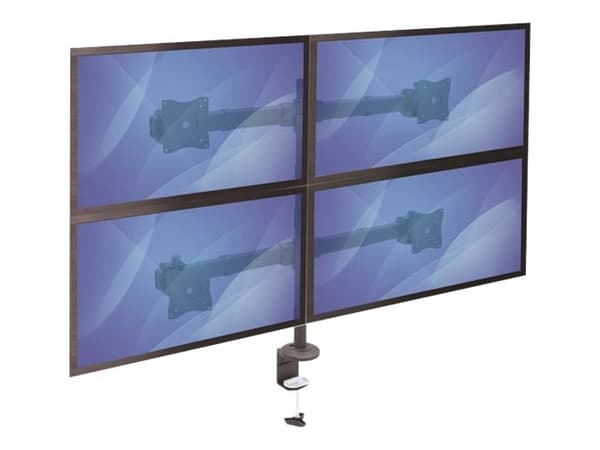 StarTech.com Desk Mount Quad Monitor Arm, Ergonomic VESA 4 Monitor Mount 2x2 up to 27", Articulating & Height Adjustable Pole Mount, Tilt/Swivel/Rota