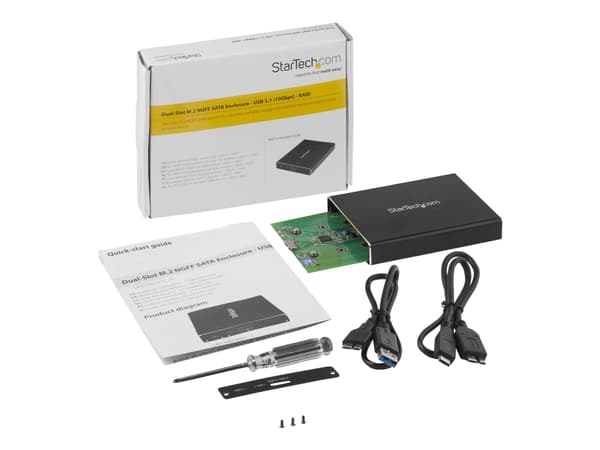 StarTech.com Hårddiskhölje med två fack för M.2 SATA SSD-diskar - USB 3.1 (10Gbps) - Aluminium - M.2 till SATA - Raid Drive Enclosure (SM22BU31C3R) -
