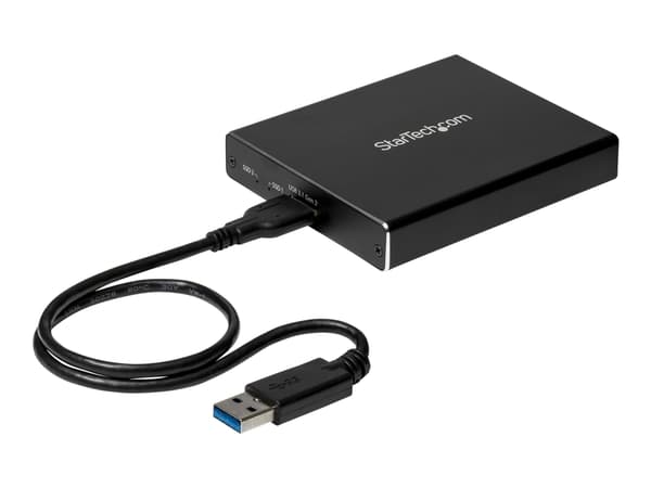 StarTech.com Hårddiskhölje med två fack för M.2 SATA SSD-diskar - USB 3.1 (10Gbps) - Aluminium - M.2 till SATA - Raid Drive Enclosure (SM22BU31C3R) -
