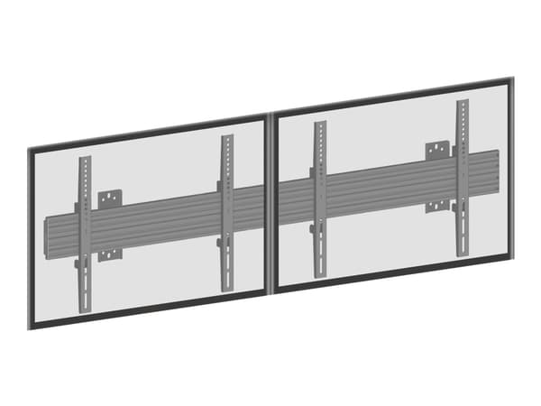 Multibrackets M Wallmount Pro MBW2U - Monteringssats (2 väggplattor, väggskenor, 4 x fasta armar) - för 2 LCD-bildskärmar - aluminium, stål - svart -