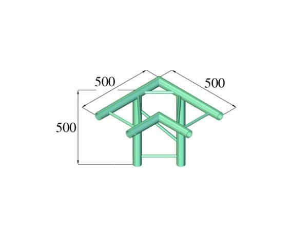 Alutruss BILOCK BQ2-PAL31H 2-punkts traverse 3-vejs-hjørne 90 ° Alutruss BILOCK BQ2-PAL31H 2-punkts traverse 3-vejs-hjørne 90°
