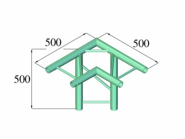Alutruss BILOCK BQ2-PAL31H 2-punkts traverse 3-vejs-hjørne 90 ° Alutruss BILOCK BQ2-PAL31H 2-punkts traverse 3-vejs-hjørne 90°