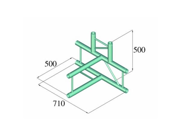 Alutruss BILOCK BQ2-PAT42V 2-punkts traverse 4-vejs-hjørne 90 ° Alutruss BILOCK BQ2-PAT42V 2-punkts traverse 4-vejs-hjørne 90°