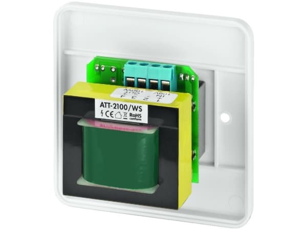 Monacor ATT-2100/WS, Rotasjonsvolumkontroll, Hvit, 100 W, 85 x 71 x 85 mm, 210 g