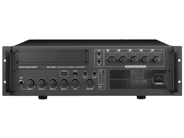 Monacor PA-5240 ELA-vahvistimet 240 W 5-vyöhykkeinen