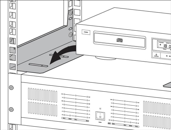Monacor RTW-400, Rack rail, Svart, Stål, 50 kg, 2U