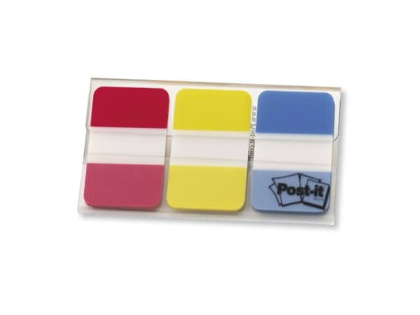 Post-It Tabs, 1 inch Solid, Red, Yellow, Blue, 22 Tabs/Color, 66/Dispenser, Sininen, Punainen, Keltainen, 25,4 mm, 38 mm, 22 arkkia