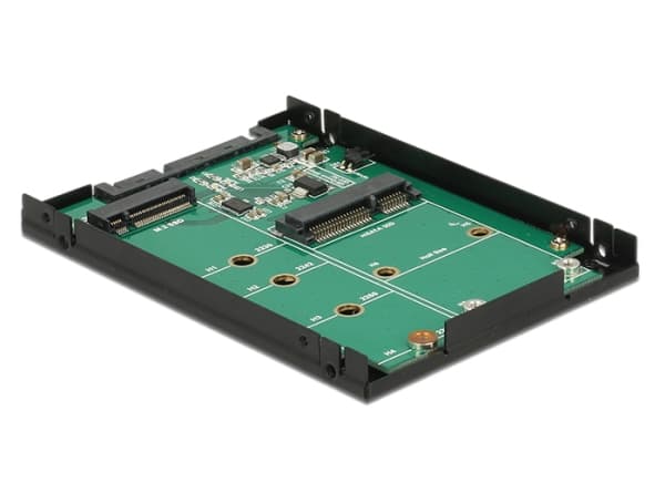Delock 2,5" Converter SATA 22 pins > 1 x M.2 nøkkel B + 1 x mSATA - 9.5 mm - Lagringskontroll - mSATA, M.2 - M.2 Card / mSATA - SATA 6Gb/s
