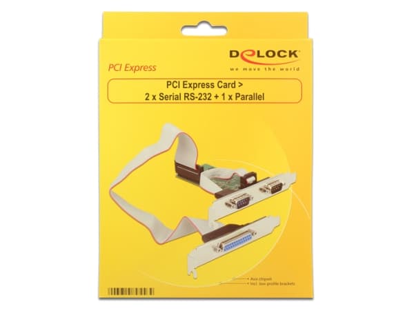Delock PCI Express Card > 2 x Serial RS-232 + 1 x Parallel - Parallell / seriell adapter - PCIe 2.0 lav profil - RS-232 x 2 + IEEE 1284 x 1