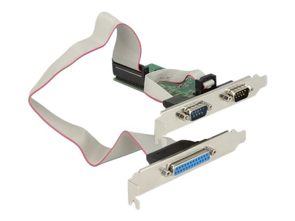 Delock PCI Express Card > 2 x Serial RS-232 + 1 x Parallel - Parallell / seriell adapter - PCIe 2.0 lav profil - RS-232 x 2 + IEEE 1284 x 1 Grønn