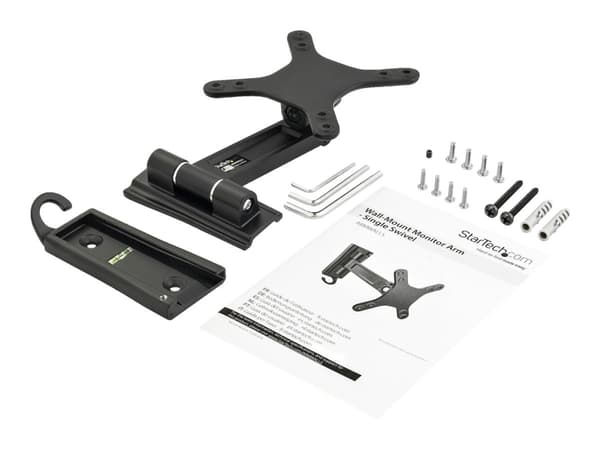 StarTech.com Monitor Wall Mount - Single Swivel - tukee näyttöjä 13" - 34" - VESA Monitor Wall Mount Bracket - Musta (ARMWALLS) - Säädettävä varsi (k