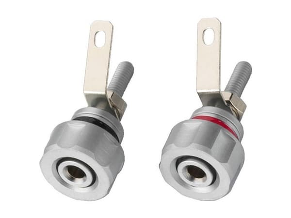 Monacor BP-410, speaker terminals, Sølv, Nickel