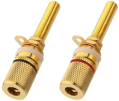 Monacor BP-500G, speaker terminals, Guld, Guld