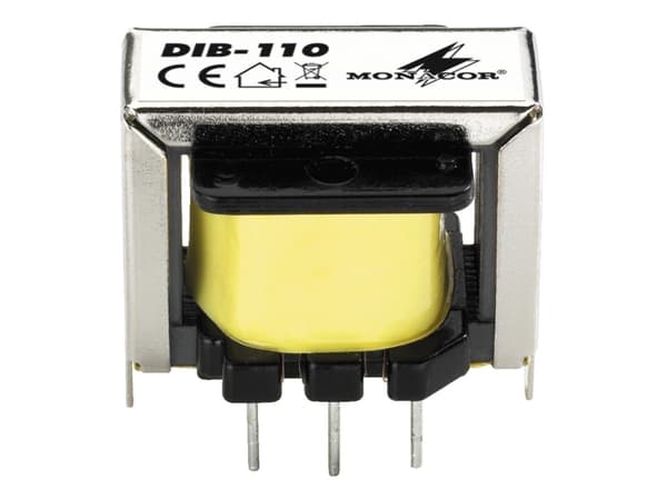 Monacor DIB-110, 15 - 30000 Hz, 47000 O, 600 O, Svart, Grå, Gult, Metall, 25 mm