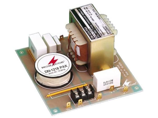 Monacor DN-1218PAX, Komponentin vaihto, 2-suuntainen järjestelmäs, 600 W, 8 O, 2500 Hz, 18 dB