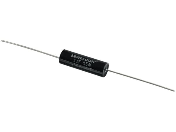 Monacor MKPA-10, Film, Sylindriske, Sort, 1000 nF, 250 V, 31 mm