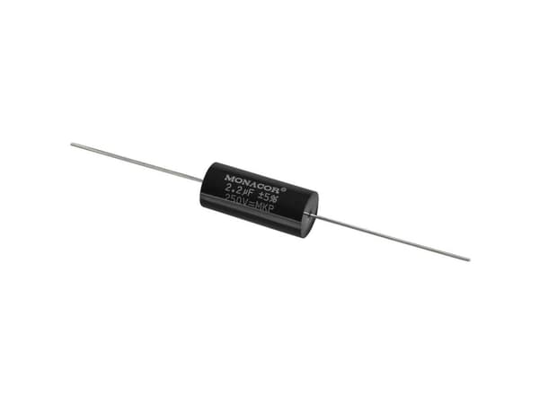 Monacor MKPA-22, Film, Cylindrisk, Sort, 2200 nF, 250 V, 31 mm