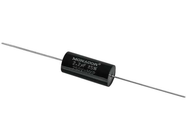 Monacor MKPA-22, Kalvo, Lieriömäinen, Musta, 2200 nF, 250 V, 31 mm