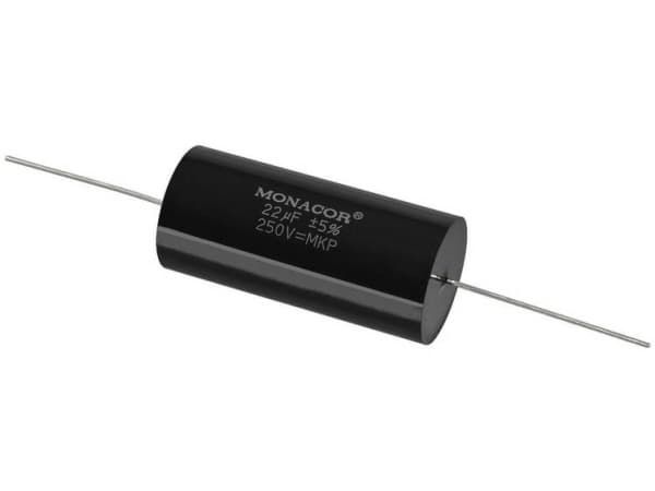 Monacor MKPA-220, Film, Cylindrisk, Sort, 22000 nF, 250 V, 61 mm