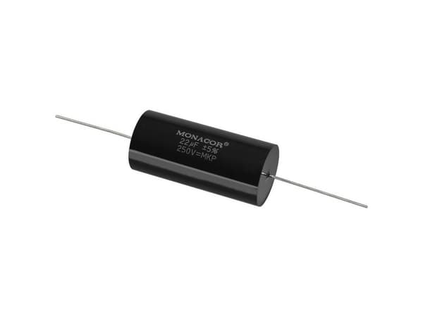 Monacor MKPA-220, Film, Cylindrisk, Sort, 22000 nF, 250 V, 61 mm