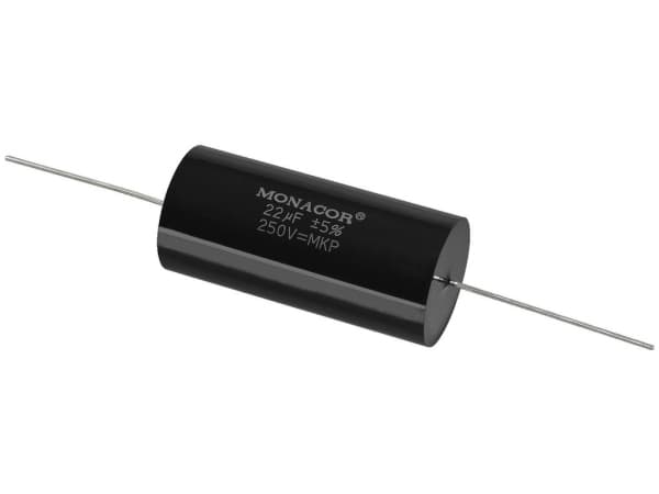 Monacor MKPA-220, Film, Cylindrisk, Sort, 22000 nF, 250 V, 61 mm