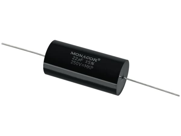 Monacor MKPA-220, Film, Sylindriske, Sort, 22000 nF, 250 V, 61 mm