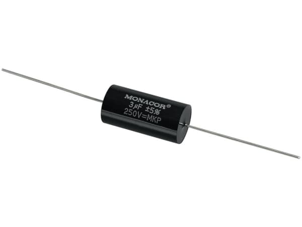 Monacor MKPA-30, Film, Sylindriske, Sort, 3000 nF, 250 V, 31 mm