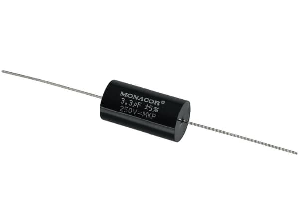 Monacor MKPA-33, Kalvo, Lieriömäinen, Musta, 3300 nF, 250 V, 31 mm