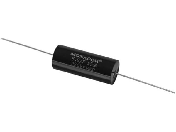 Monacor MKPA-68, Film, Cylindrisk, Sort, 6800 nF, 250 V, 45 mm